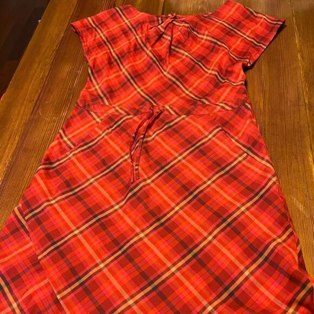 Patagonia Women's Red‎ Plaid Tie Waist Faux Wrap Dress